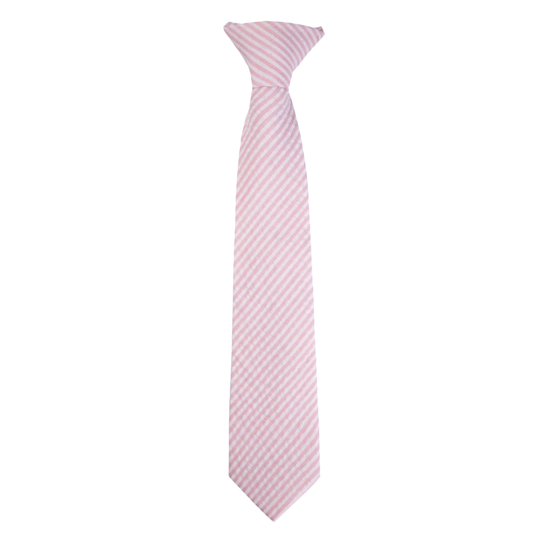 Kid's Seersucker Striped 11" Clip-On Tie - Pink