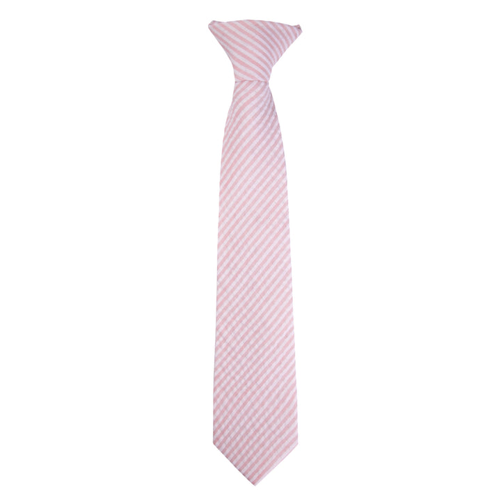 Kid's Seersucker Striped 11" Clip-On Tie - Pink