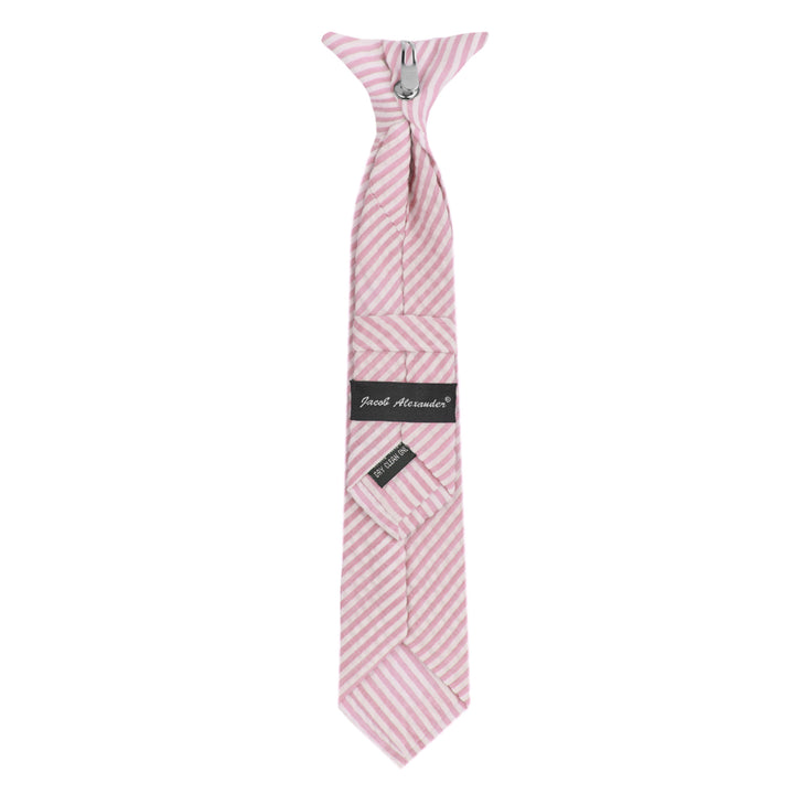 Kid's Seersucker Striped 11" Clip-On Tie - Pink
