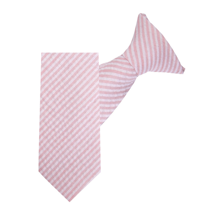Kid's Seersucker Striped 11" Clip-On Tie - Pink