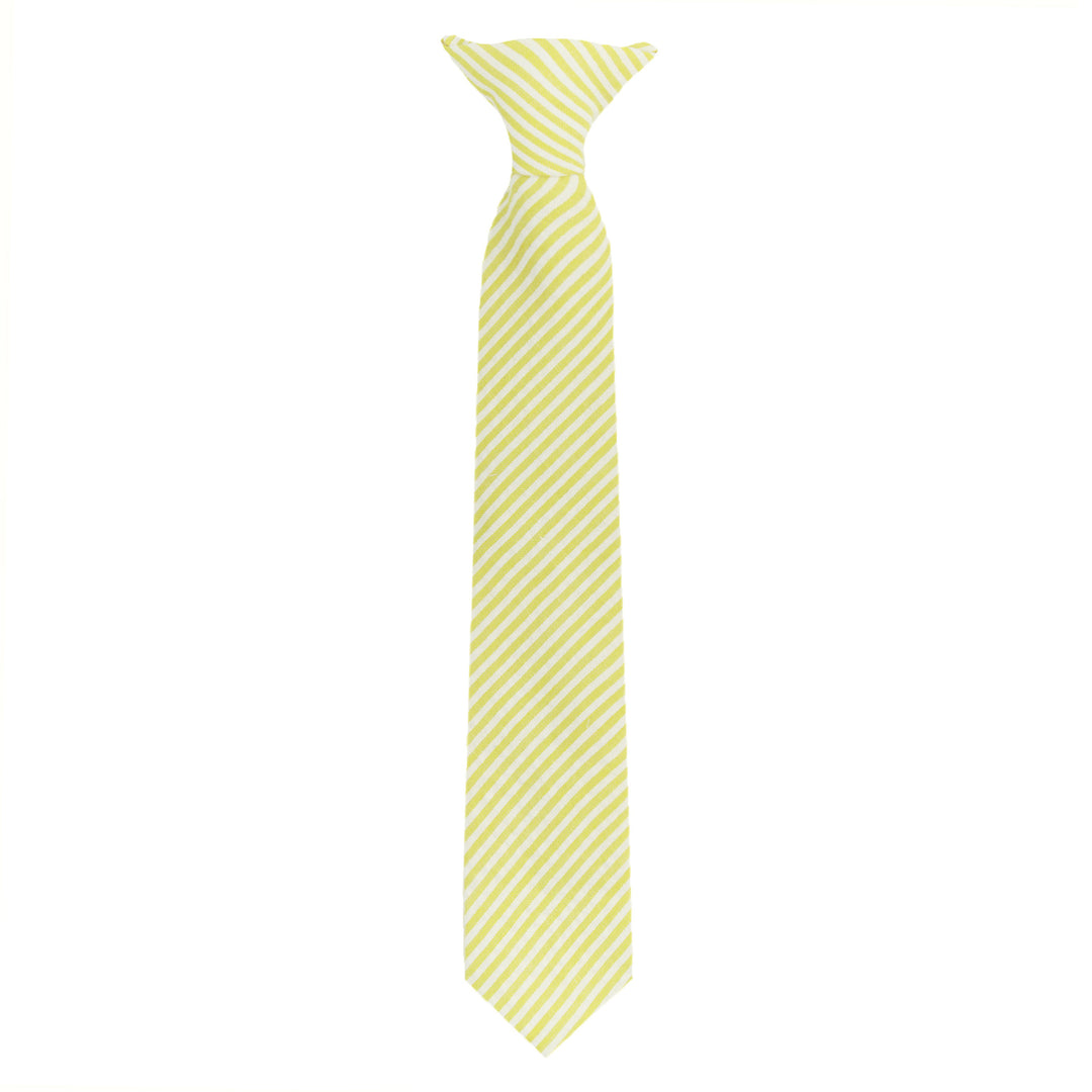 Kid's Seersucker Striped 11" Clip-On Tie - Yellow