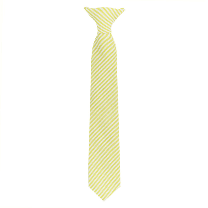 Kid's Seersucker Striped 11" Clip-On Tie - Yellow