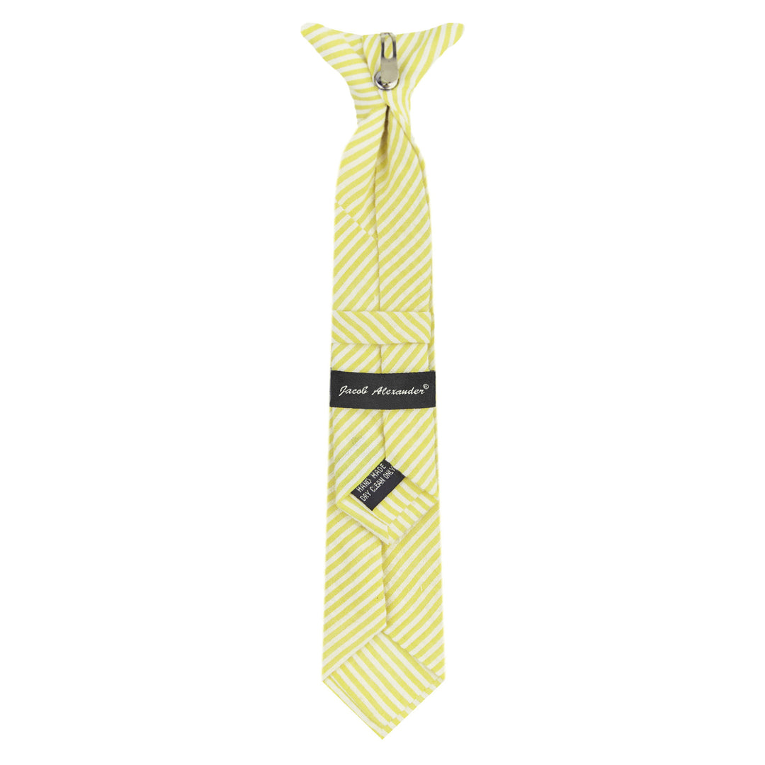 Kid's Seersucker Striped 11" Clip-On Tie - Yellow