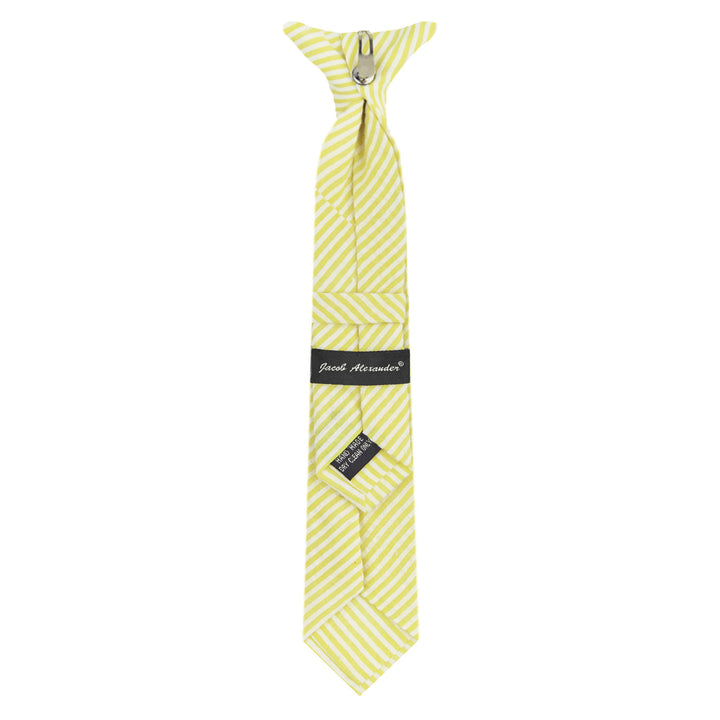 Kid's Seersucker Striped 11" Clip-On Tie - Yellow