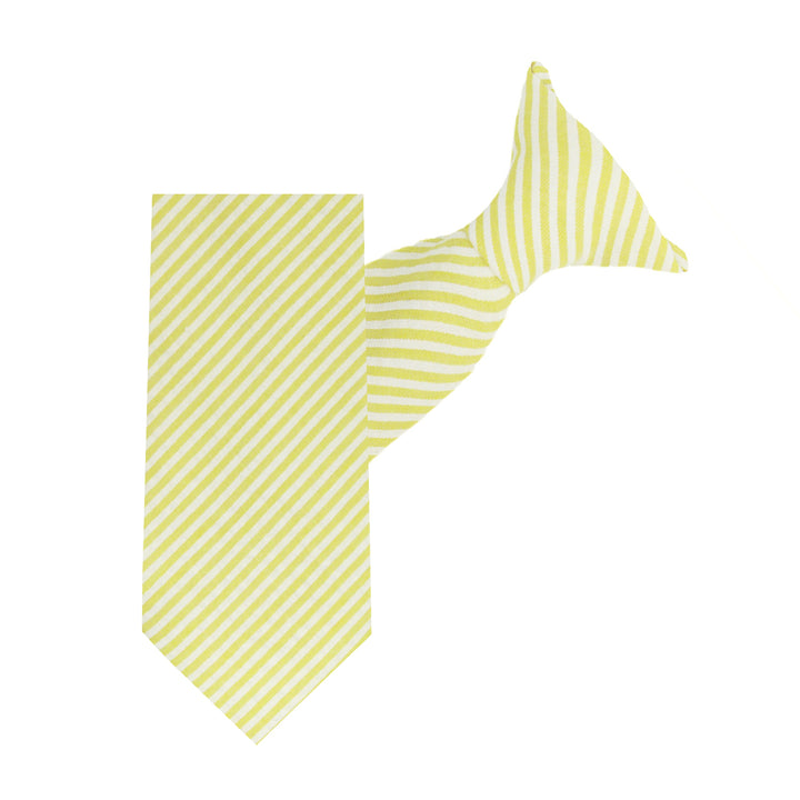 Kid's Seersucker Striped 11" Clip-On Tie - Yellow