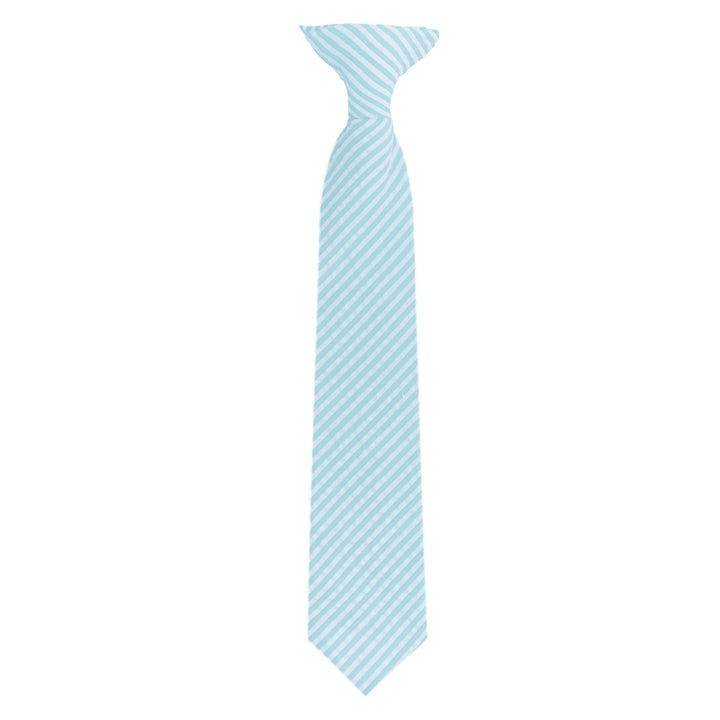 Kid's Seersucker Striped 11" Clip-On Tie - Turquoise