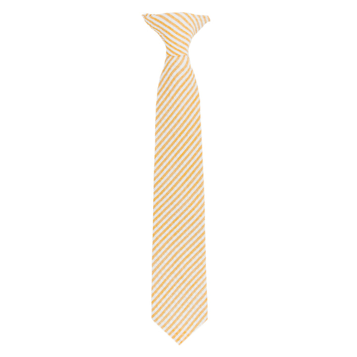 Kid's Seersucker Striped 11" Clip-On Tie - Peach