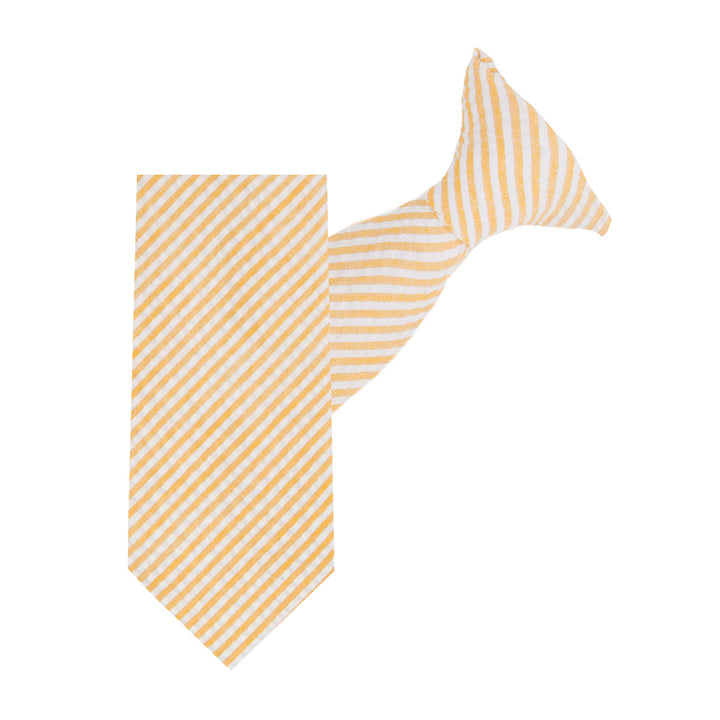 Kid's Seersucker Striped 11" Clip-On Tie - Peach