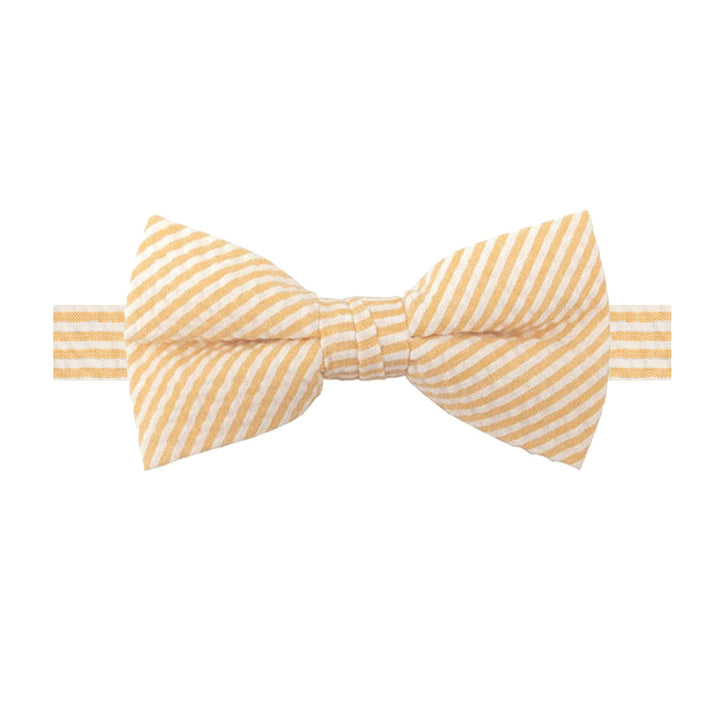Seersucker Striped Banded Bow Tie - Peach