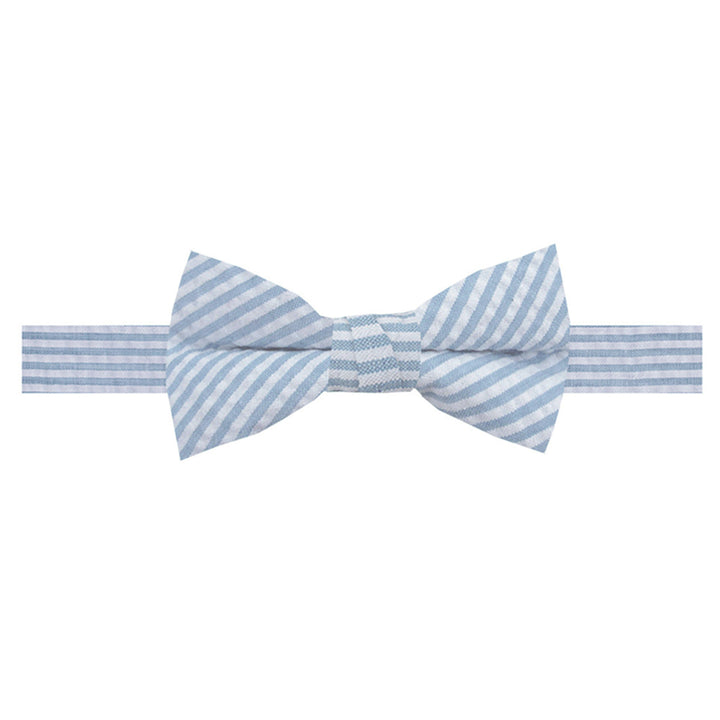 Kid's Seersucker Striped Banded Bow Tie - Baby Blue