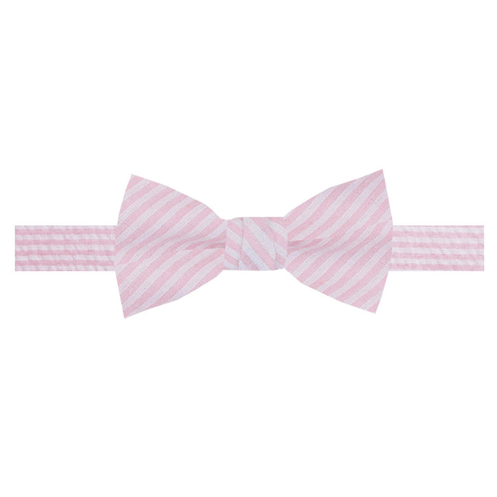 Kid's Seersucker Striped Banded Bow Tie - Pink