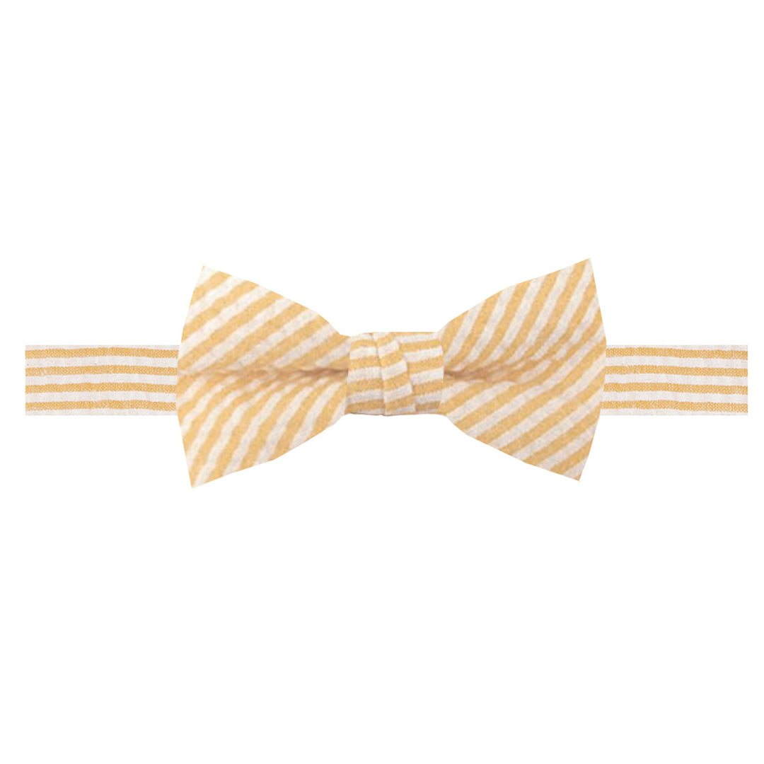 Wedding Kid's Seersucker Striped Banded Bow Tie - Peach