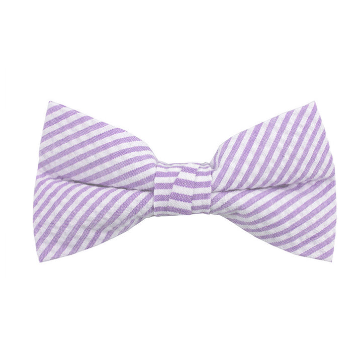 Seersucker Striped Clip-On Bow Tie - Lavender