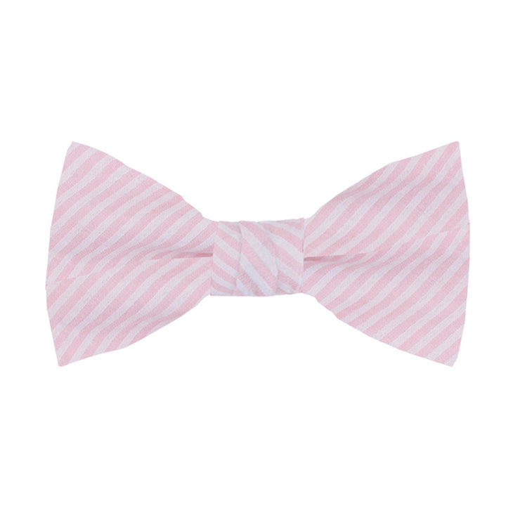 Seersucker Striped Clip-On Bow Tie - Pink