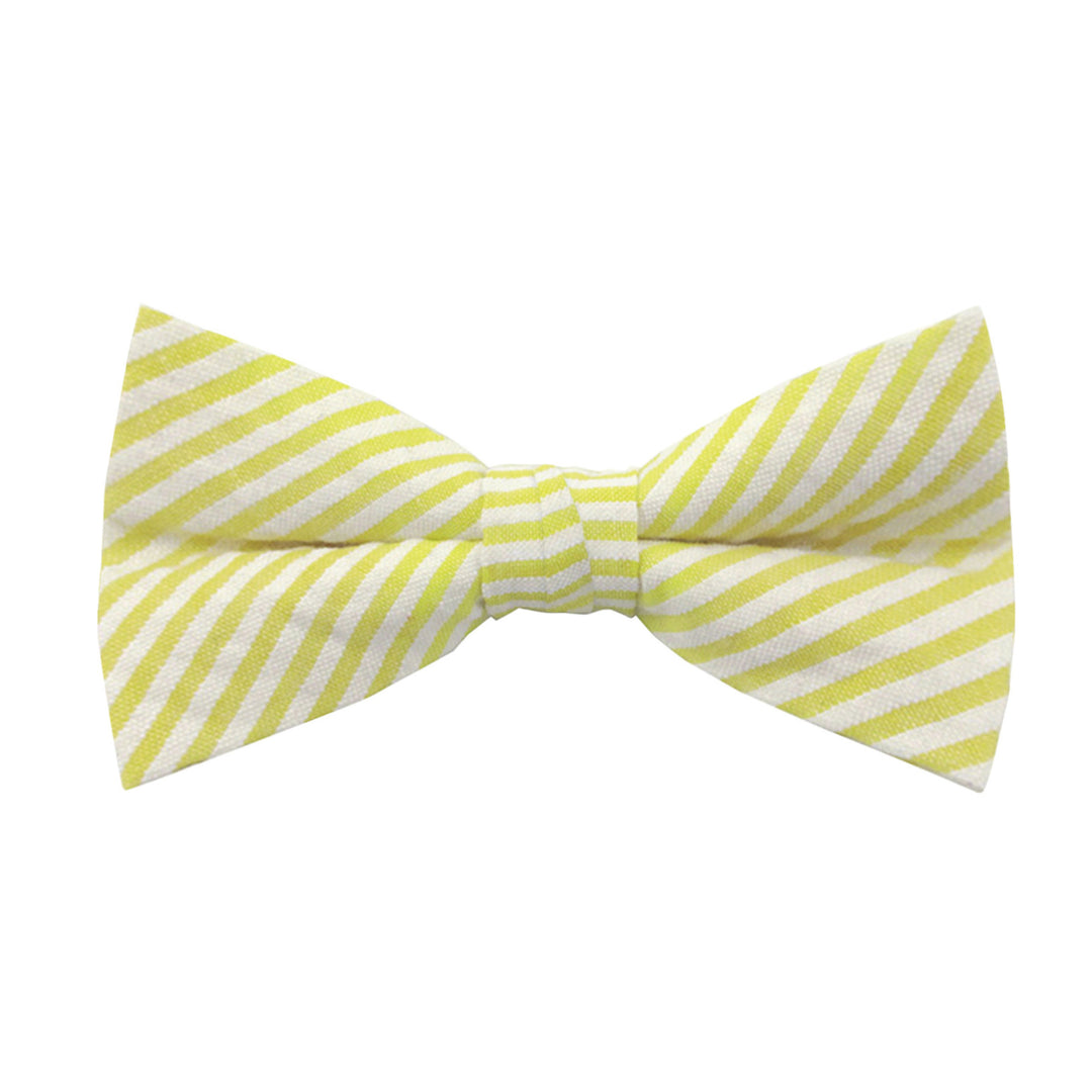 Seersucker Striped Clip-On Bow Tie - Yellow