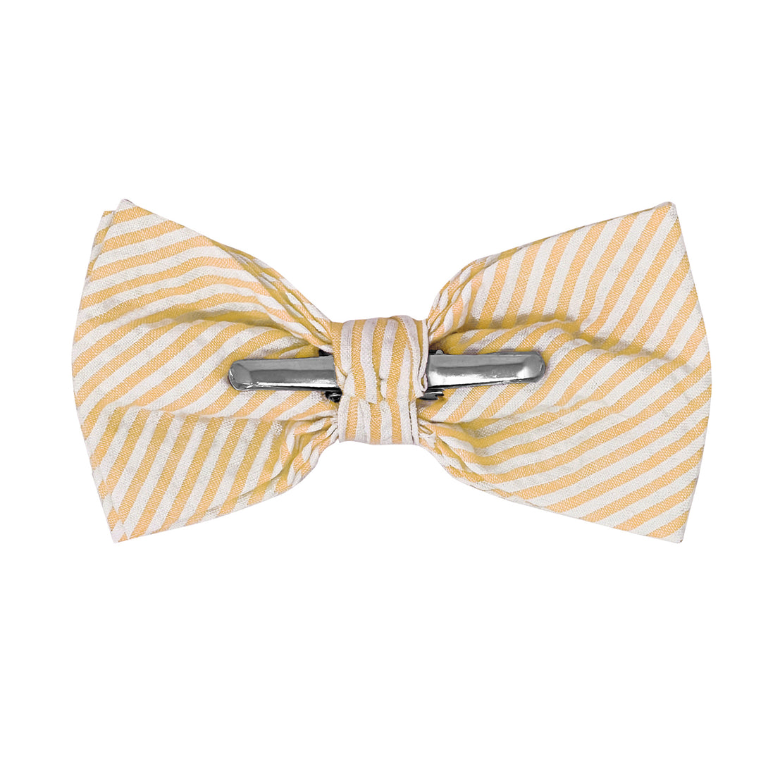 Seersucker Striped Clip-On Bow Tie - Peach