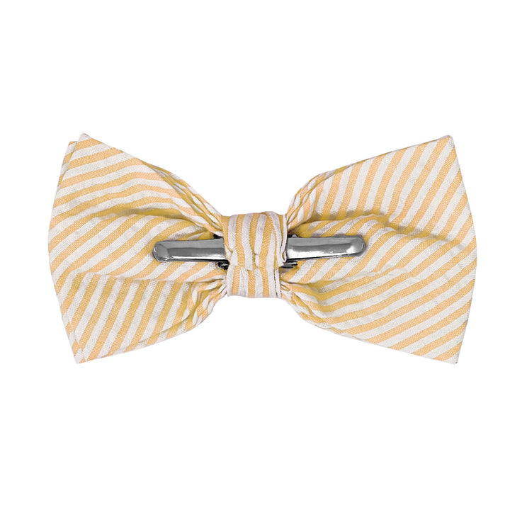 Seersucker Striped Clip-On Bow Tie - Peach