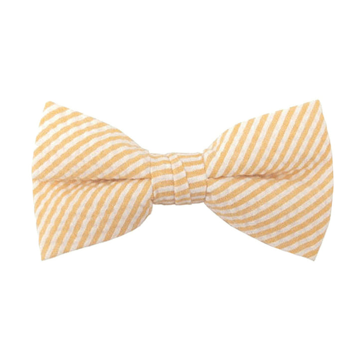Seersucker Striped Clip-On Bow Tie - Peach