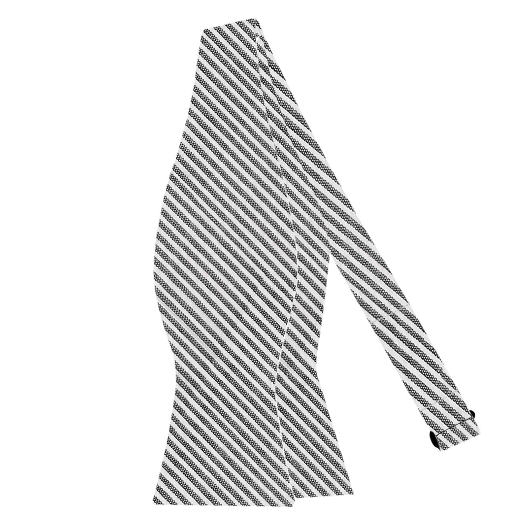 Wedding Seersucker Striped Self-Tie Bow Tie - Black