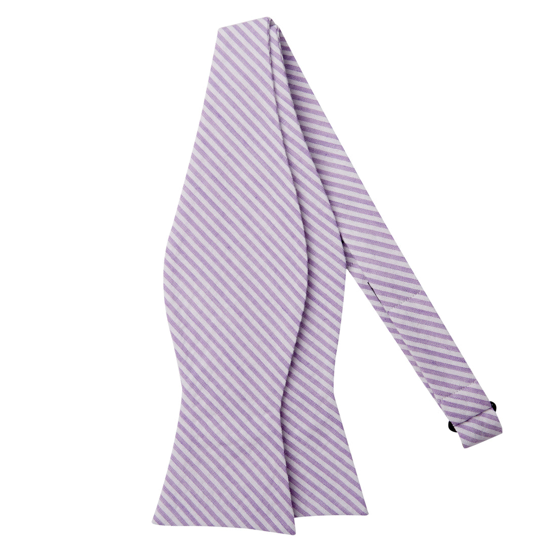 Seersucker Striped Self-Tie Bow Tie - Lavender