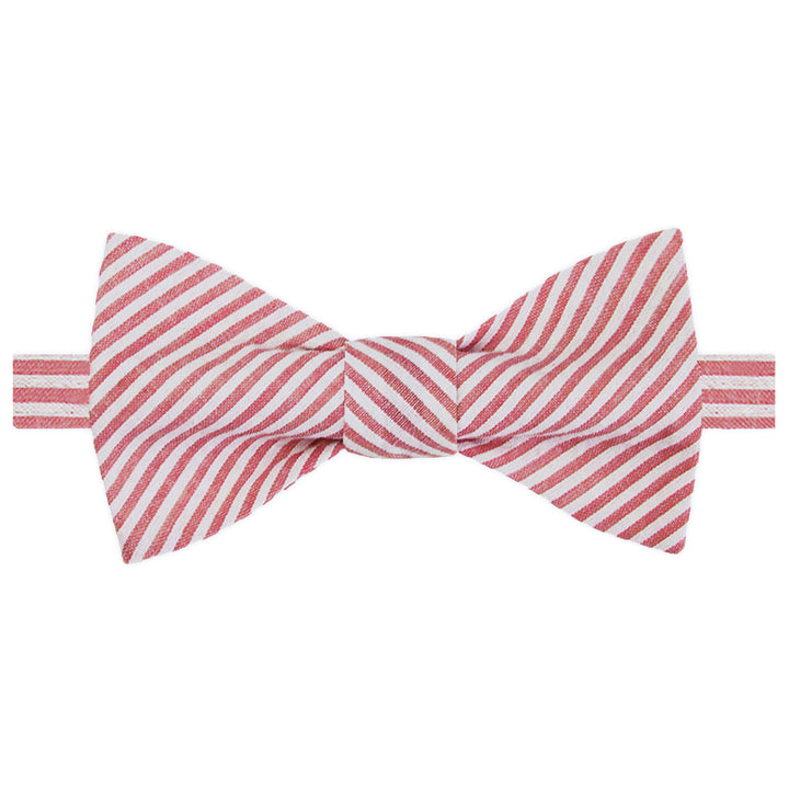 Seersucker Striped Self-Tie Bow Tie - Red