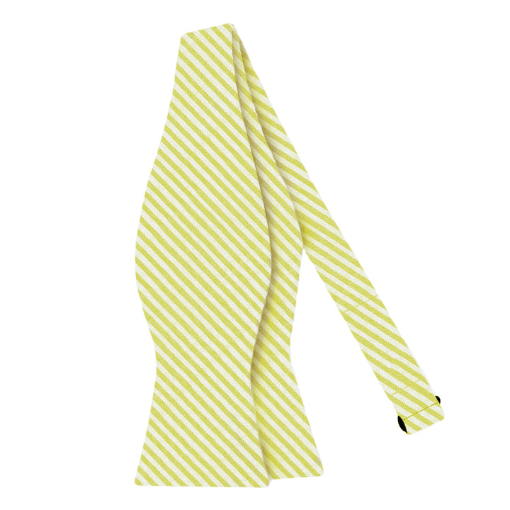 Seersucker Striped Self-Tie Bow Tie - Yellow