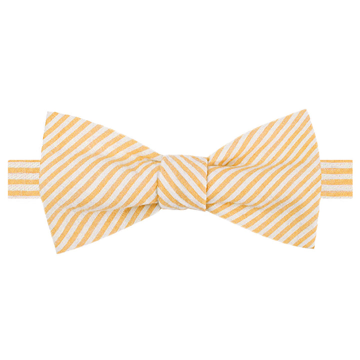 Seersucker Striped Self-Tie Bow Tie - Peach