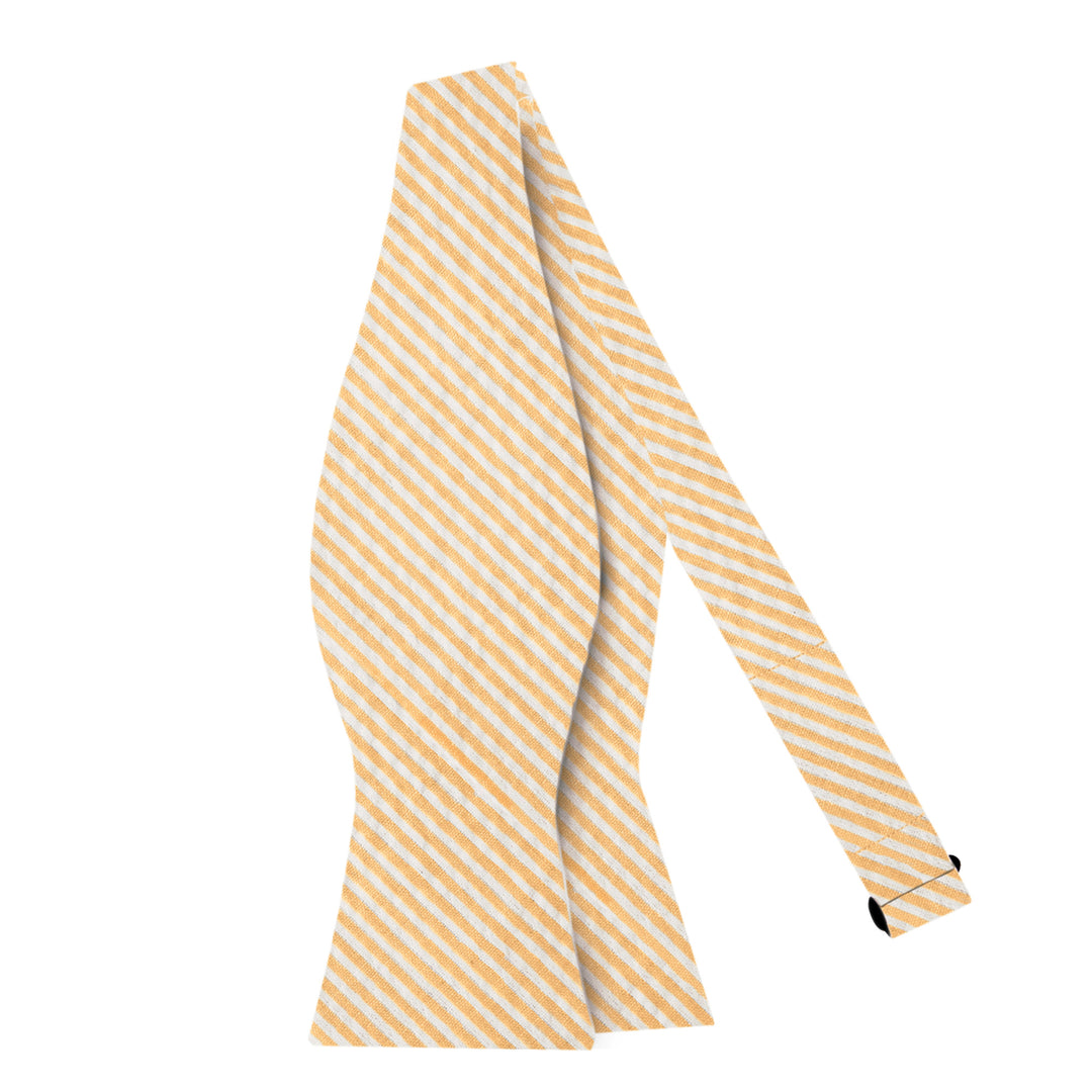 Seersucker Striped Self-Tie Bow Tie - Peach