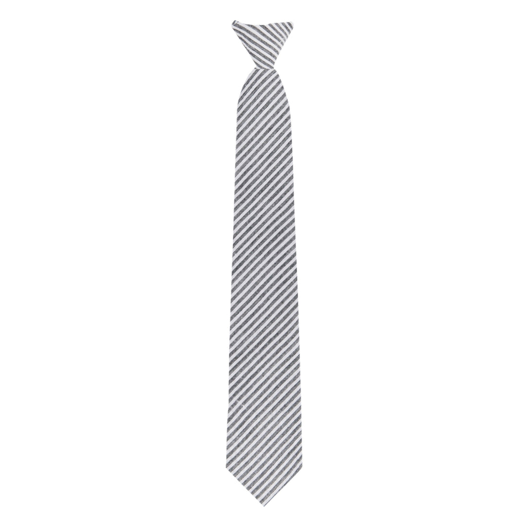 Seersucker Striped Clip-On Tie - Black