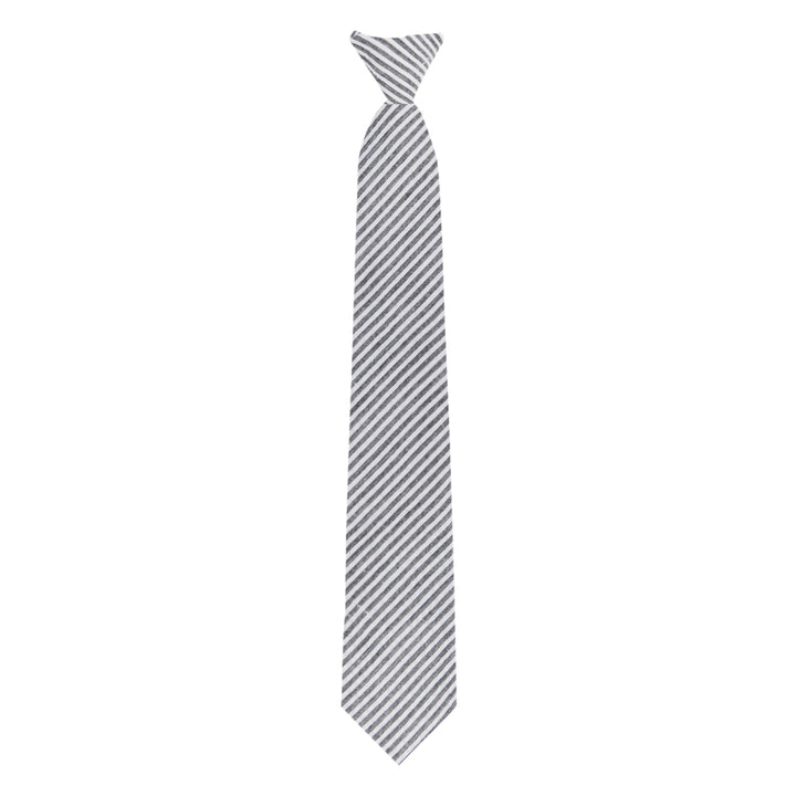 Seersucker Striped Clip-On Tie - Black
