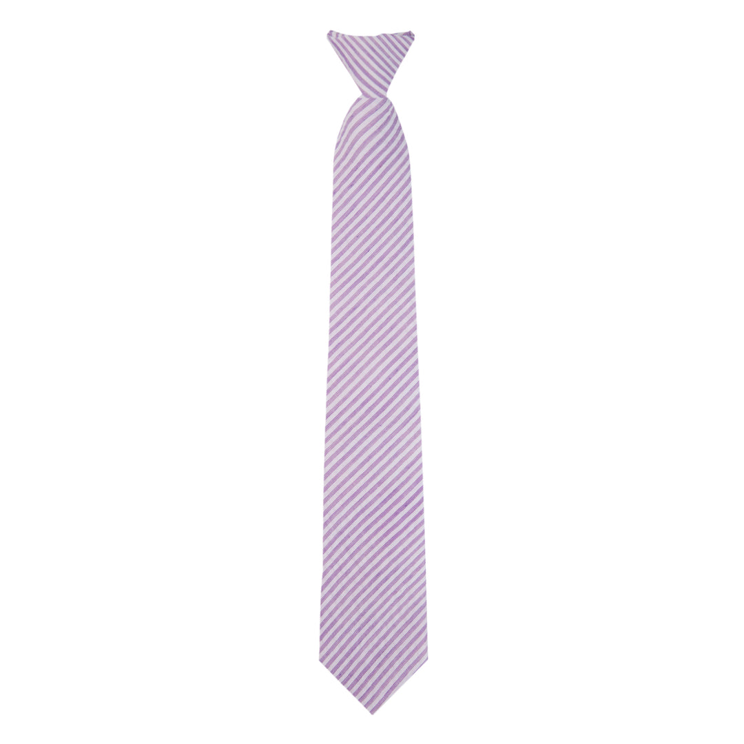 Seersucker Striped Clip-On Tie - Lavender