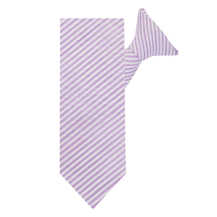 Seersucker Striped Clip-On Tie - Lavender