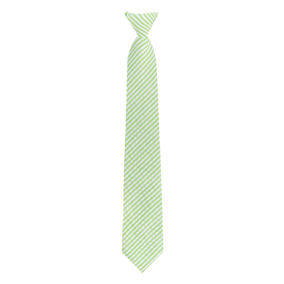 Seersucker Striped Clip-On Tie - Green
