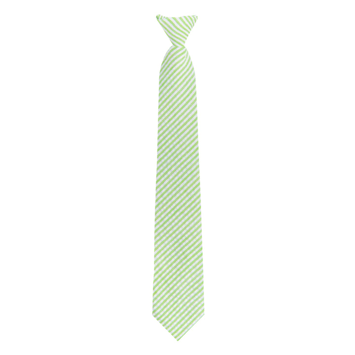 Seersucker Striped Clip-On Tie - Green
