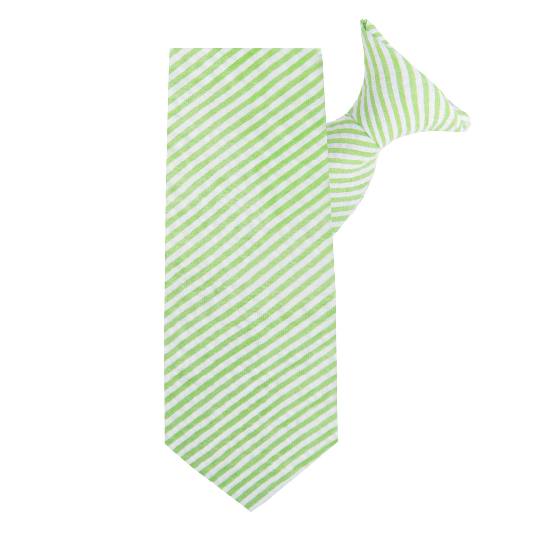 Seersucker Striped Clip-On Tie - Green