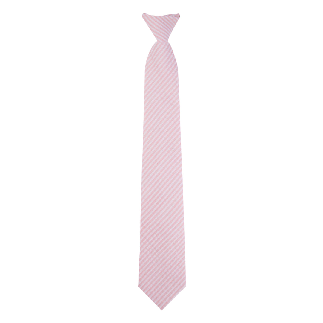 Seersucker Striped Clip-On Tie - Pink