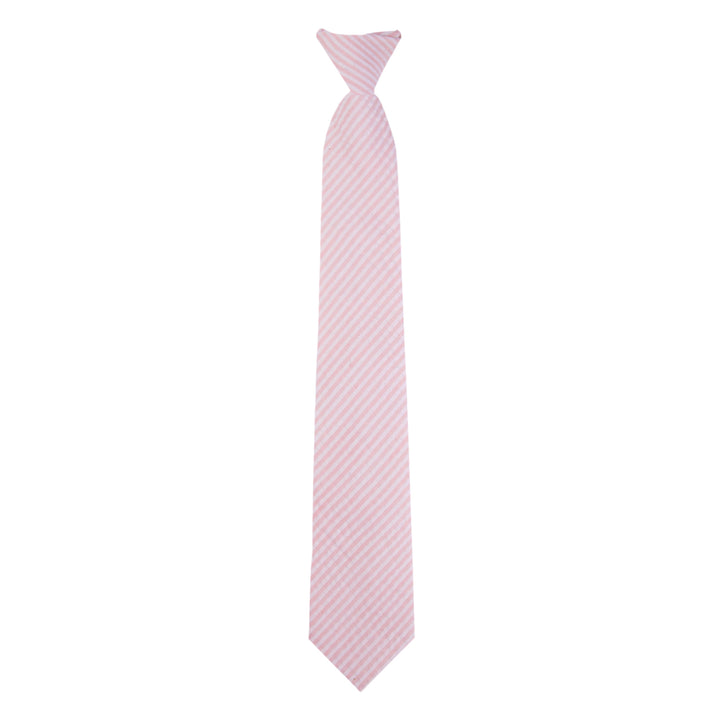 Seersucker Striped Clip-On Tie - Pink