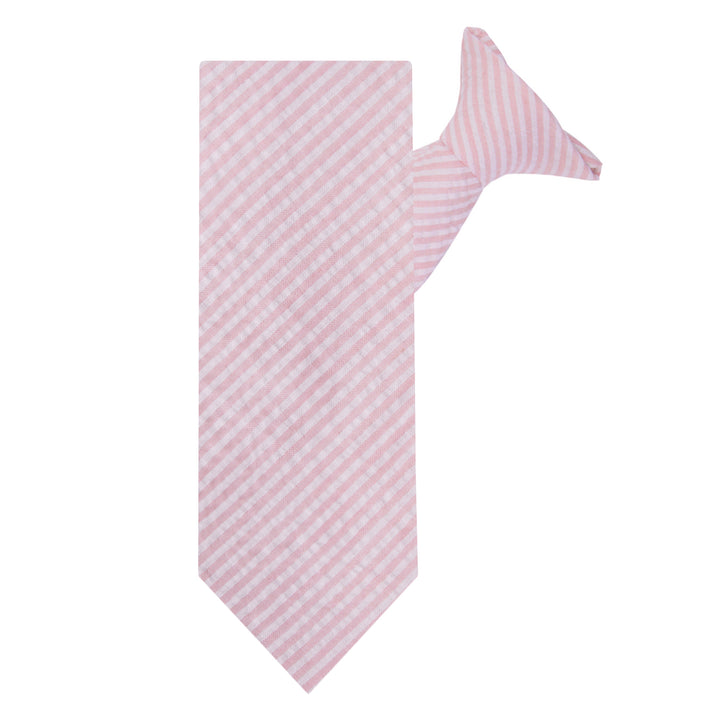 Seersucker Striped Clip-On Tie - Pink