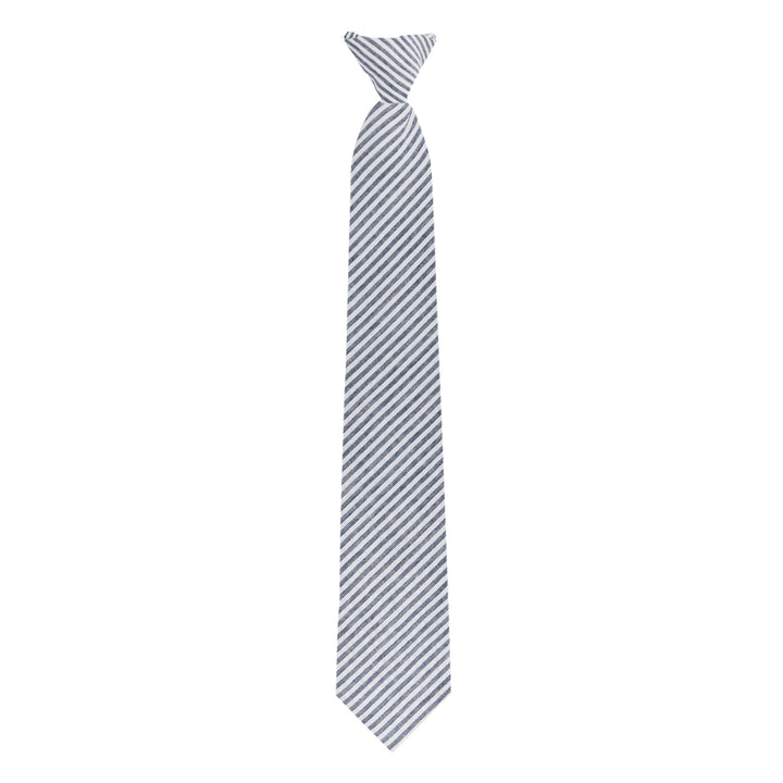 Seersucker Striped Clip-On Tie - Navy Blue
