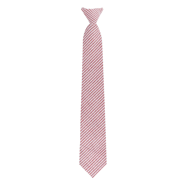 Seersucker Striped Clip-On Tie - Red