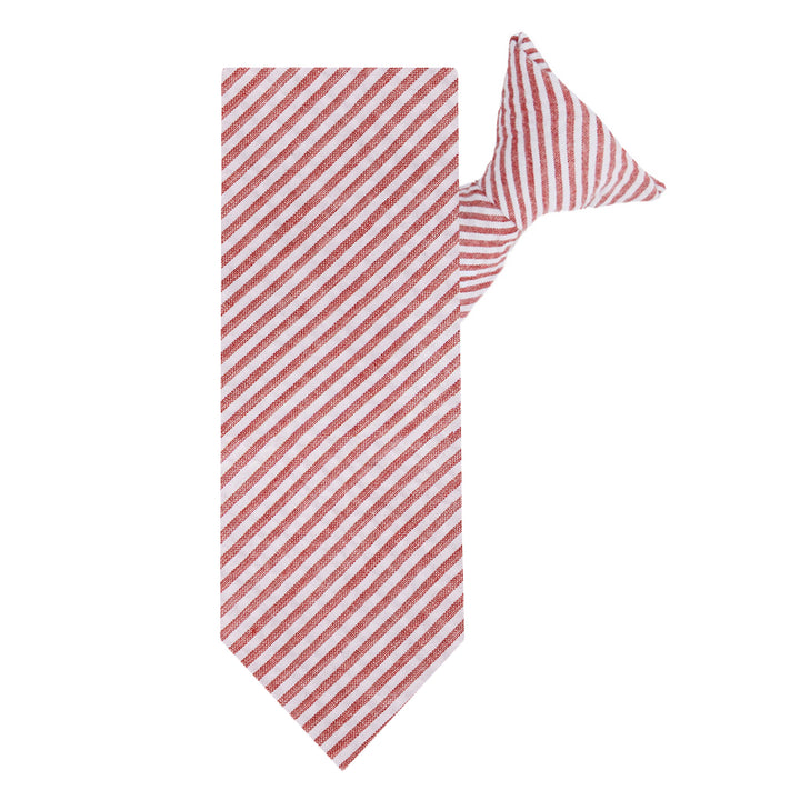 Seersucker Striped Clip-On Tie - Red