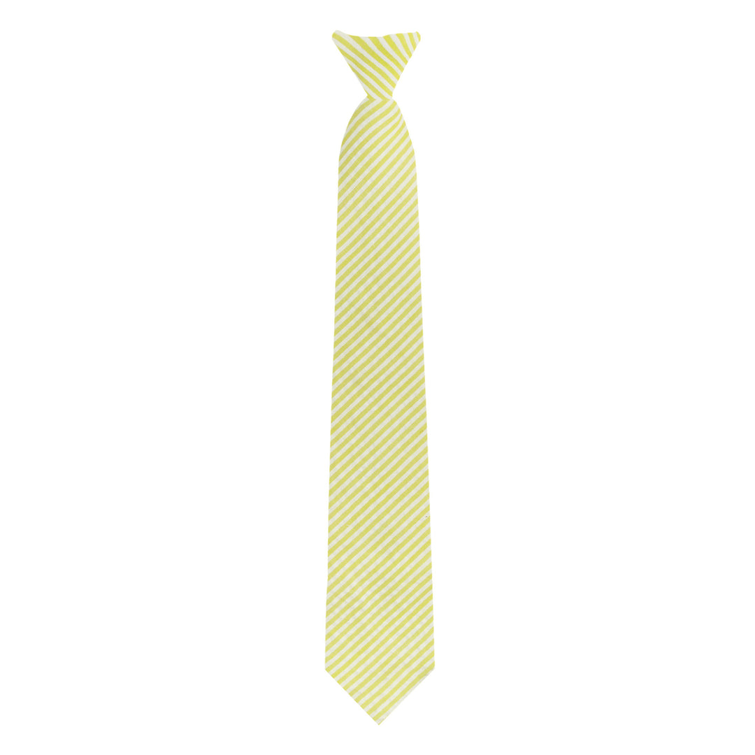 Seersucker Striped Clip-On Tie - Yellow