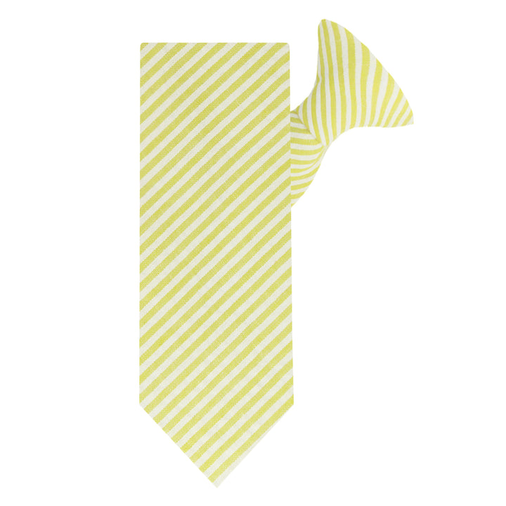 Seersucker Striped Clip-On Tie - Yellow