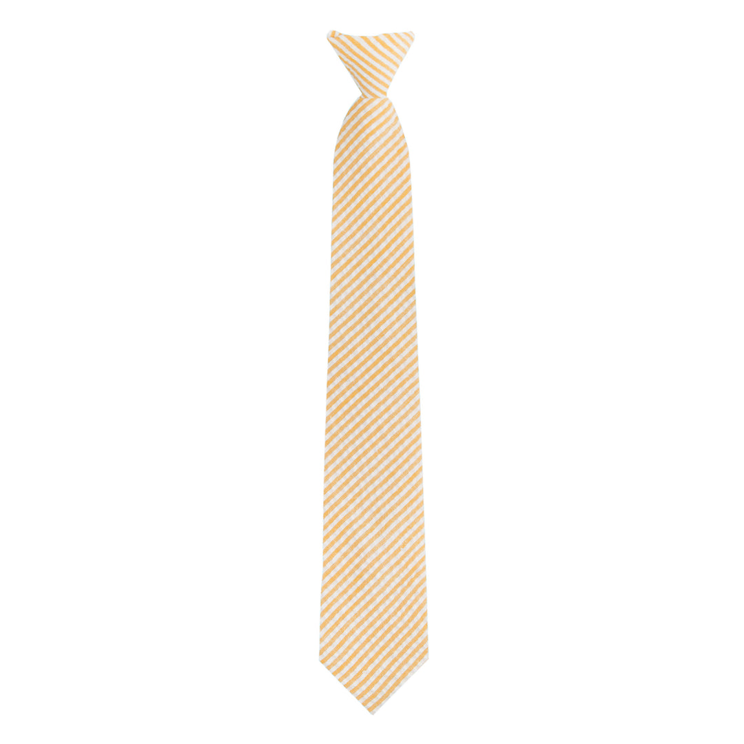 Seersucker Striped Clip-On Tie - Peach