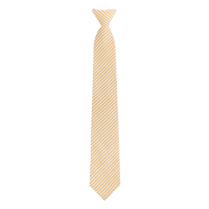 Seersucker Striped Clip-On Tie - Peach