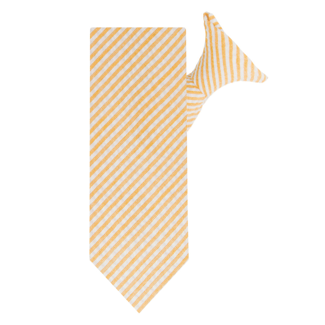 Seersucker Striped Clip-On Tie - Peach
