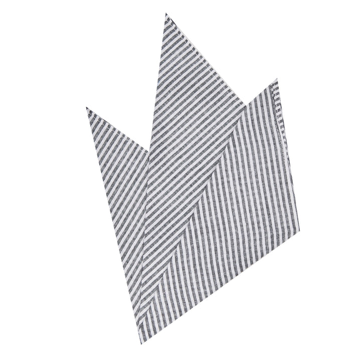 Seersucker Striped Pocket Square - Black