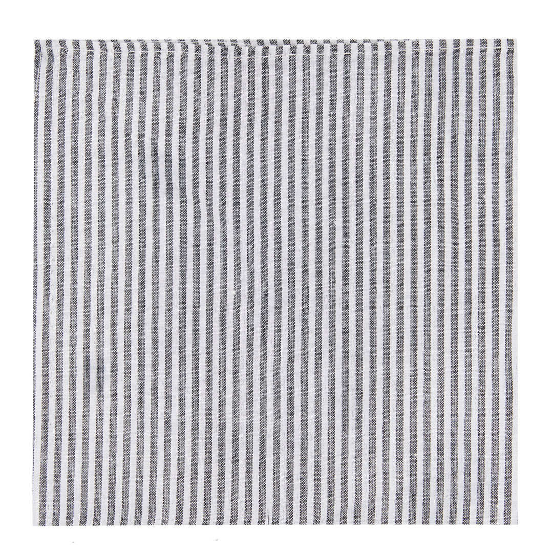 Seersucker Striped Pocket Square - Black