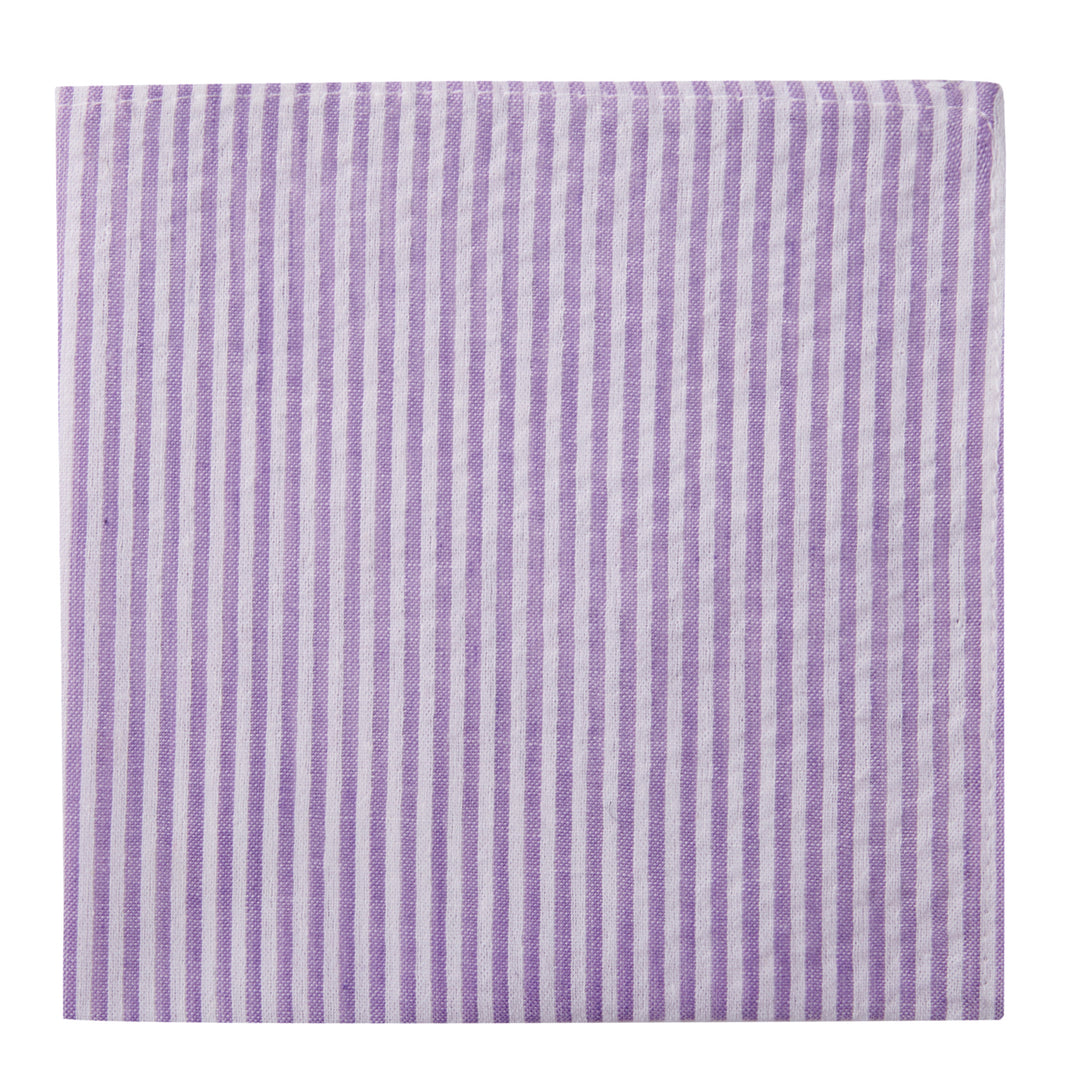 Seersucker Striped Pocket Square - Lavender