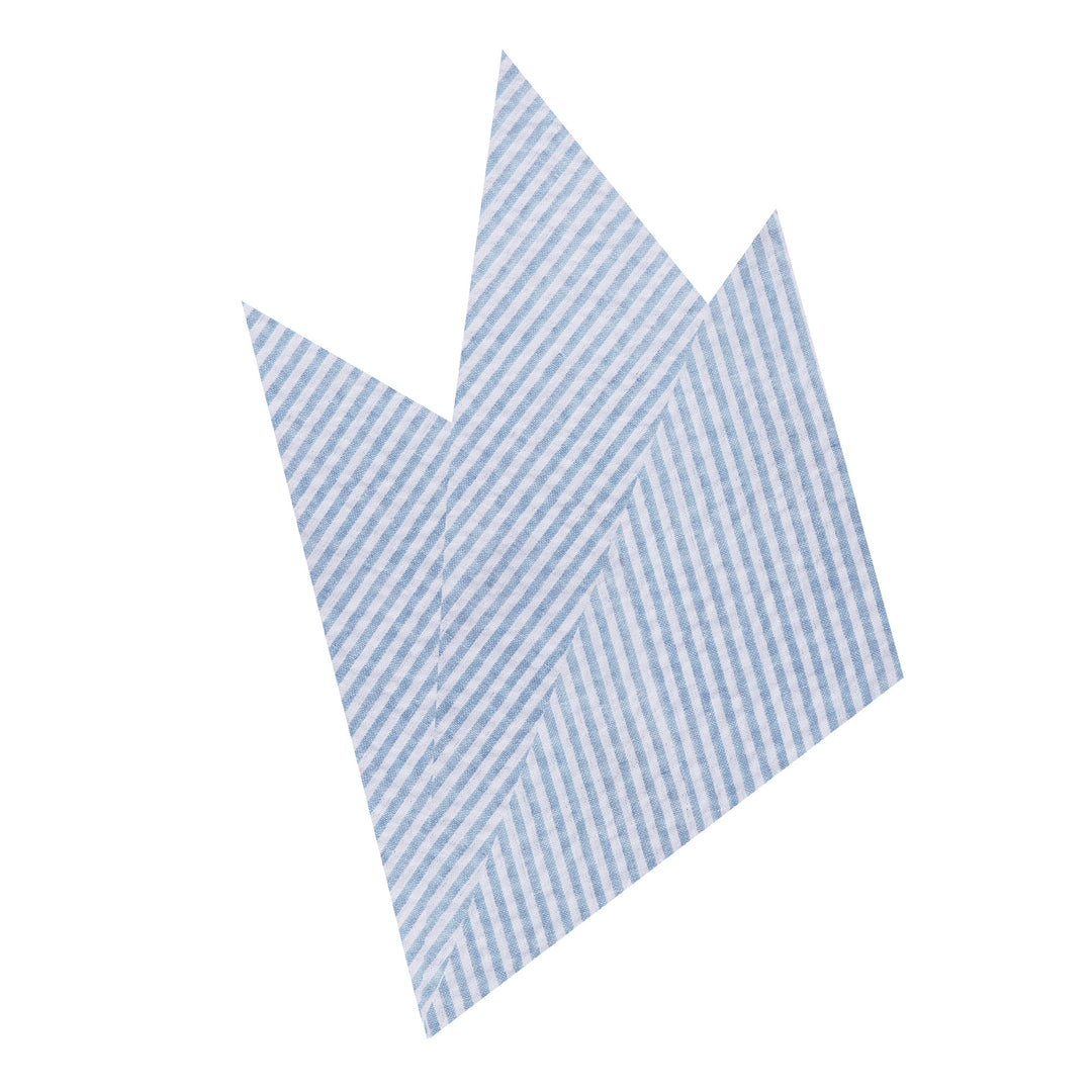 Seersucker Striped Pocket Square - Baby Blue